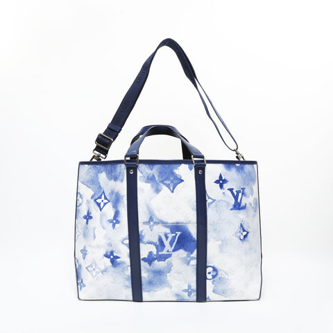 LOUIS VUITTON 2021 Monogram Watercolor Weekend Tote GM Tote Bag white WS23196