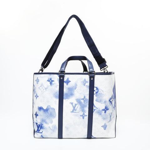 LOUIS VUITTON 2021 Monogram Watercolor Weekend Tote GM Tote Bag white WS23196