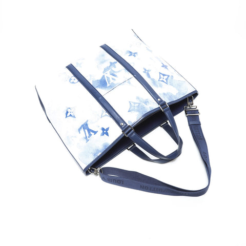 LOUIS VUITTON 2021 Monogram Watercolor Weekend Tote GM Tote Bag white WS23196