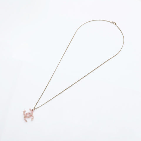 CHANEL 94A 1994 COCO Mark Rhinestone Necklace pink WS23200