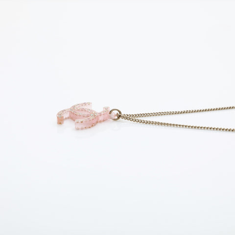 CHANEL 94A 1994 COCO Mark Rhinestone Necklace pink WS23200