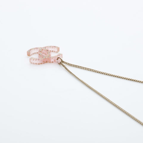 CHANEL 94A 1994 COCO Mark Rhinestone Necklace pink WS23200
