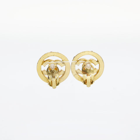 CHANEL COCO Mark Round Rhinestone Earring gold WS23203