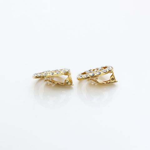 CHANEL COCO Mark Round Rhinestone Earring gold WS23203