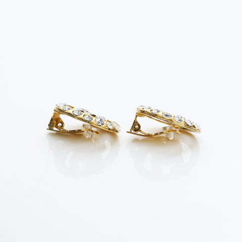 CHANEL COCO Mark Round Rhinestone Earring gold WS23203