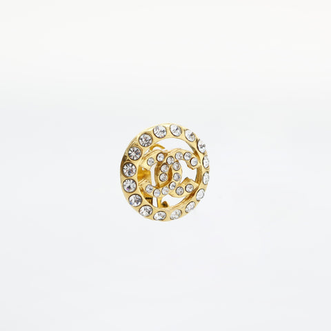 CHANEL COCO Mark Round Rhinestone Earring gold WS23203