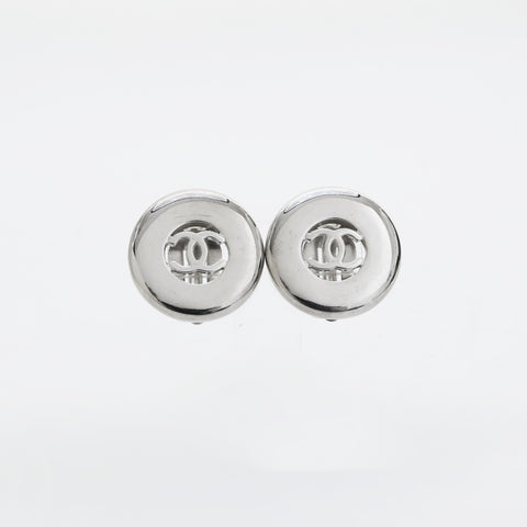 CHANEL 97P 1997 COCO Mark Round Earring Silver WS23204