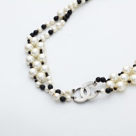 CHANEL 03C 2003 Belt COCO Mark Pearl Necklace white WS23205