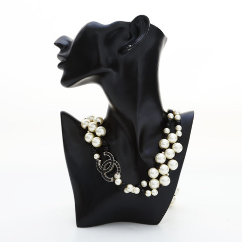 CHANEL 03C 2003 Belt COCO Mark Pearl Necklace white WS23205
