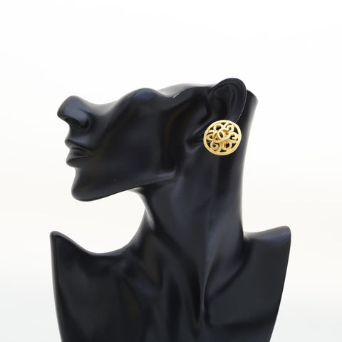 CHANEL 95P 1995 COCO Mark Round Earring gold WS23209