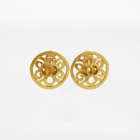 CHANEL 95P 1995 COCO Mark Round Earring gold WS23209