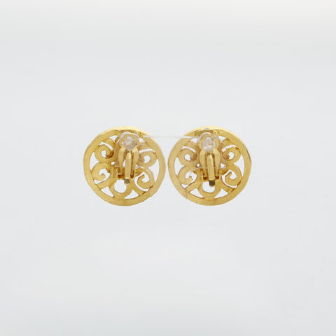 CHANEL 95P 1995 COCO Mark Round Earring gold WS23209