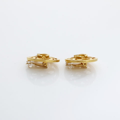 CHANEL 95P 1995 COCO Mark Round Earring gold WS23209