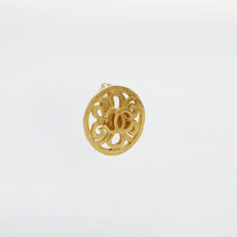 CHANEL 95P 1995 COCO Mark Round Earring gold WS23209