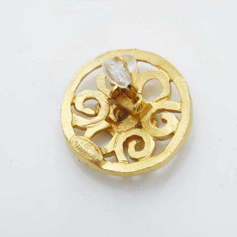 CHANEL 95P 1995 COCO Mark Round Earring gold WS23209