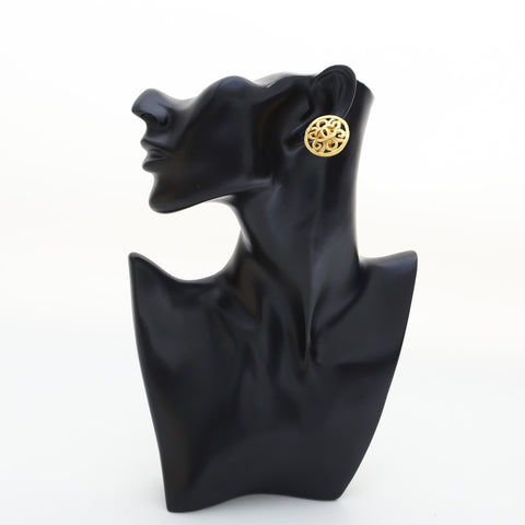 CHANEL 95P 1995 COCO Mark Round Earring gold WS23209