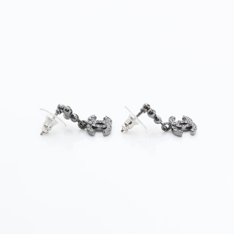 CHANEL B23A 2023 COCO Mark Rhinestone Drop Pierce Silver WS23212