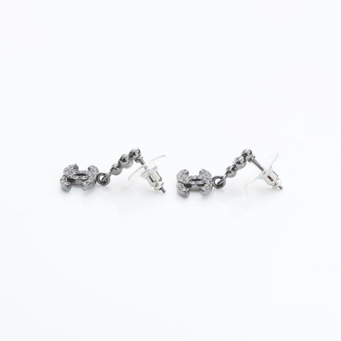 CHANEL B23A 2023 COCO Mark Rhinestone Drop Pierce Silver WS23212