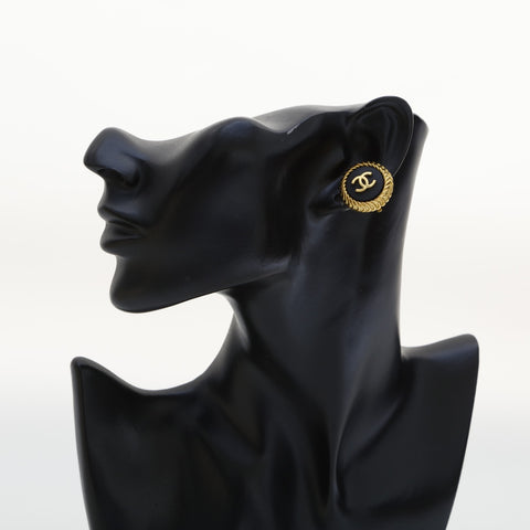 CHANEL 95P 1995 COCO Mark Round Earring gold WS23216