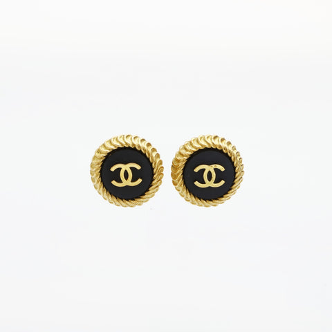 CHANEL 95P 1995 COCO Mark Round Earring gold WS23216
