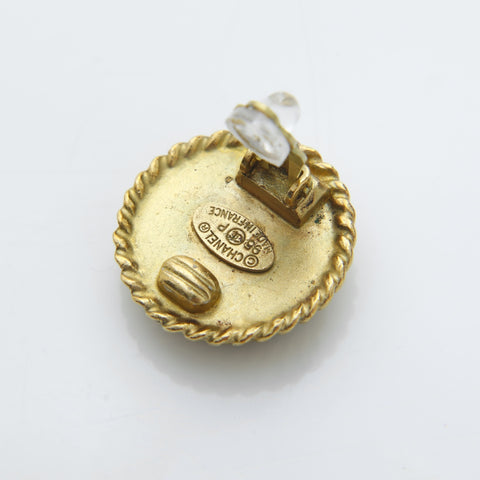 CHANEL 95P 1995 COCO Mark Round Earring gold WS23216