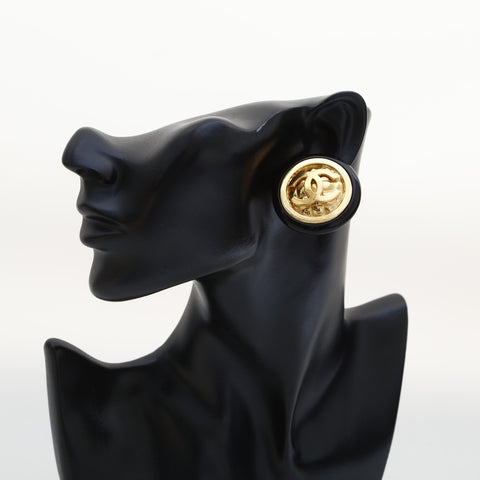 CHANEL 1954-1985 Large Matelass COCO Mark Button Earring gold WS23217