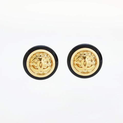 CHANEL 1954-1985 Large Matelass COCO Mark Button Earring gold WS23217