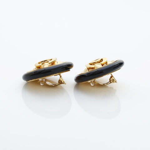 CHANEL 1954-1985 Large Matelass COCO Mark Button Earring gold WS23217