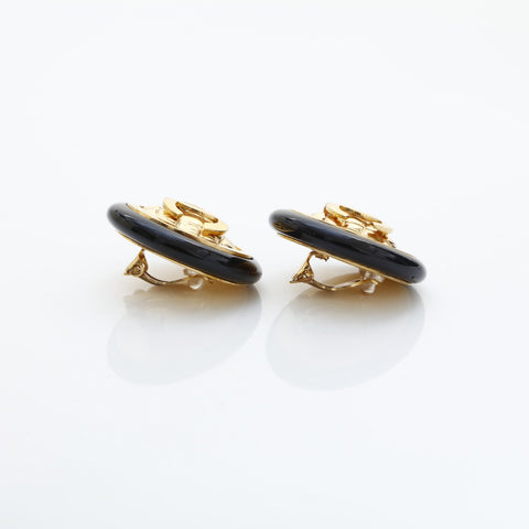 CHANEL 1954-1985 Large Matelass COCO Mark Button Earring gold WS23217