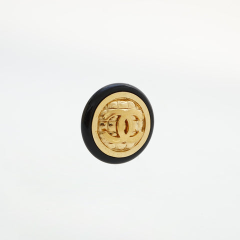 CHANEL 1954-1985 Large Matelass COCO Mark Button Earring gold WS23217
