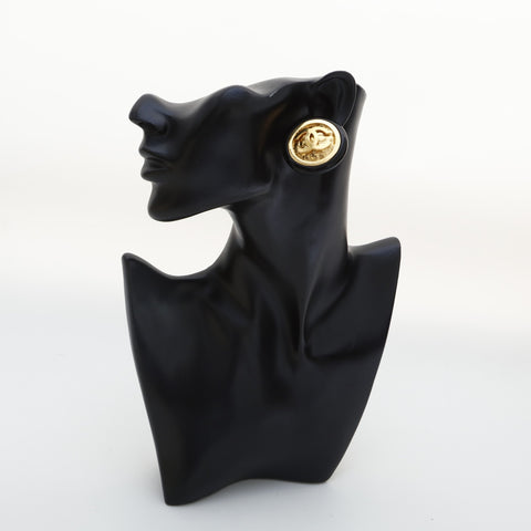 CHANEL 1954-1985 Large Matelass COCO Mark Button Earring gold WS23217