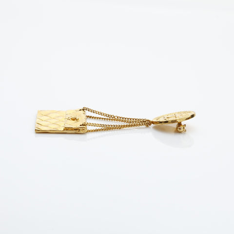 CHANEL Matelasse Bag Coin COCO Mark 2cc8 1993 Brooch gold WS23219