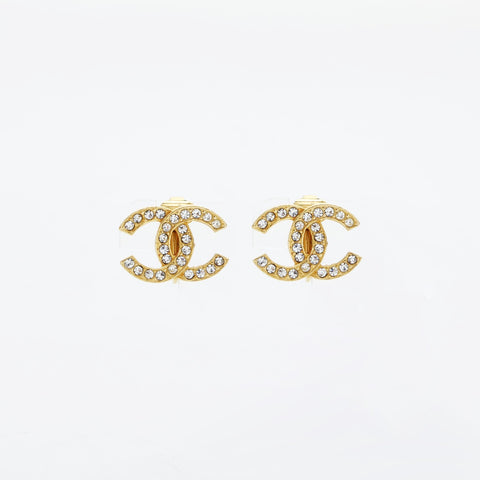 CHANEL COCO Mark Rhinestone 1954-1985 Earring gold WS23220