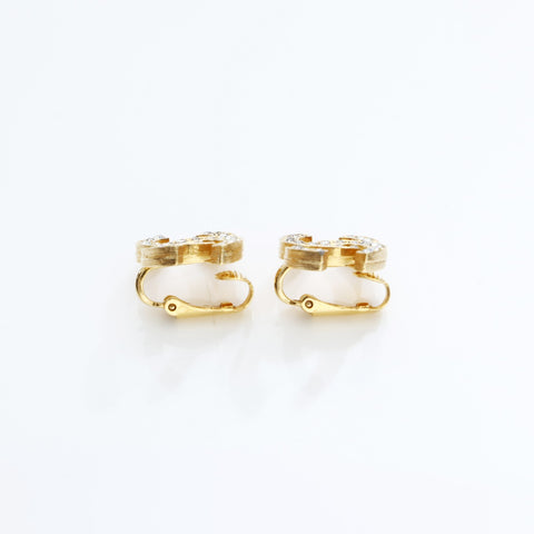 CHANEL COCO Mark Rhinestone 1954-1985 Earring gold WS23220