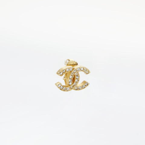 CHANEL COCO Mark Rhinestone 1954-1985 Earring gold WS23220