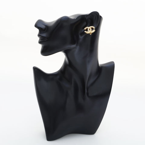 CHANEL COCO Mark Rhinestone 1954-1985 Earring gold WS23220