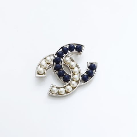 CHANEL B15P 2015 COCO Mark Brooch Blue white WS23221