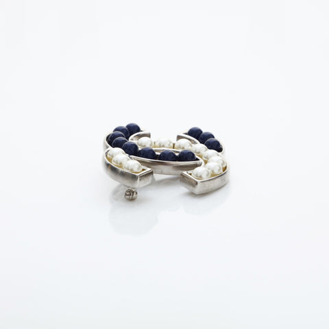 CHANEL B15P 2015 COCO Mark Brooch Blue white WS23221