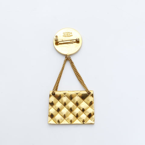 CHANEL Matelasse Bag Coin COCO Mark 96A 1996 Brooch gold WS23222