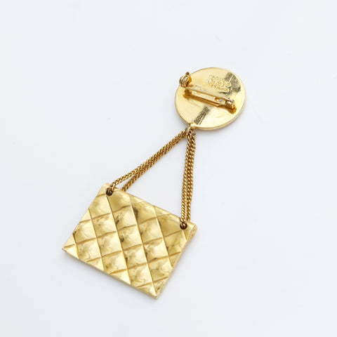 CHANEL Matelasse Bag Coin COCO Mark 96A 1996 Brooch gold WS23222