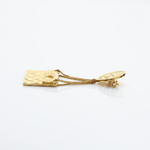 CHANEL Matelasse Bag Coin COCO Mark 96A 1996 Brooch gold WS23222