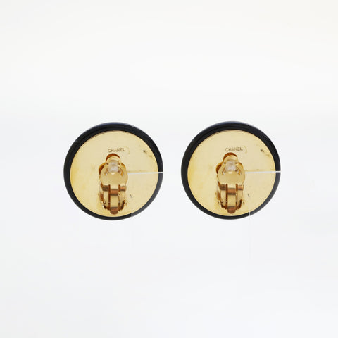 CHANEL 1954-1985 Large Matelass COCO Mark Button Earring gold WS23223