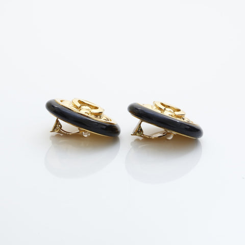 CHANEL 1954-1985 Large Matelass COCO Mark Button Earring gold WS23223