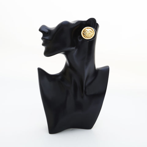 CHANEL 1954-1985 Large Matelass COCO Mark Button Earring gold WS23223
