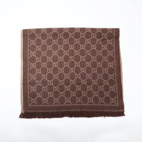 GUCCI GG pattern wool Scarf Brown WS23230