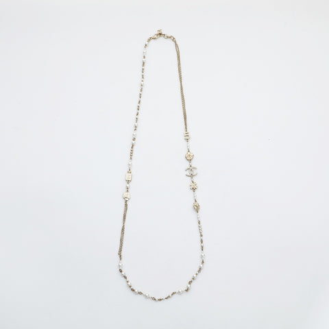 CHANEL COCO Mark Pearl Long Icon Motif A20C 2020 Necklace gold WS23234