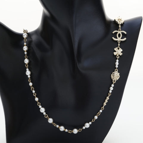 CHANEL COCO Mark Pearl Long Icon Motif A20C 2020 Necklace gold WS23234