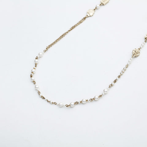 CHANEL COCO Mark Pearl Long Icon Motif A20C 2020 Necklace gold WS23234