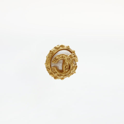 CHANEL 94A 1994 COCO Mark Pearl Earring gold WS23235