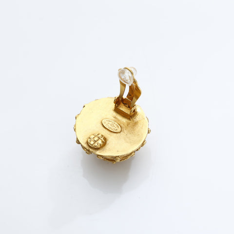 CHANEL 94A 1994 COCO Mark Pearl Earring gold WS23235